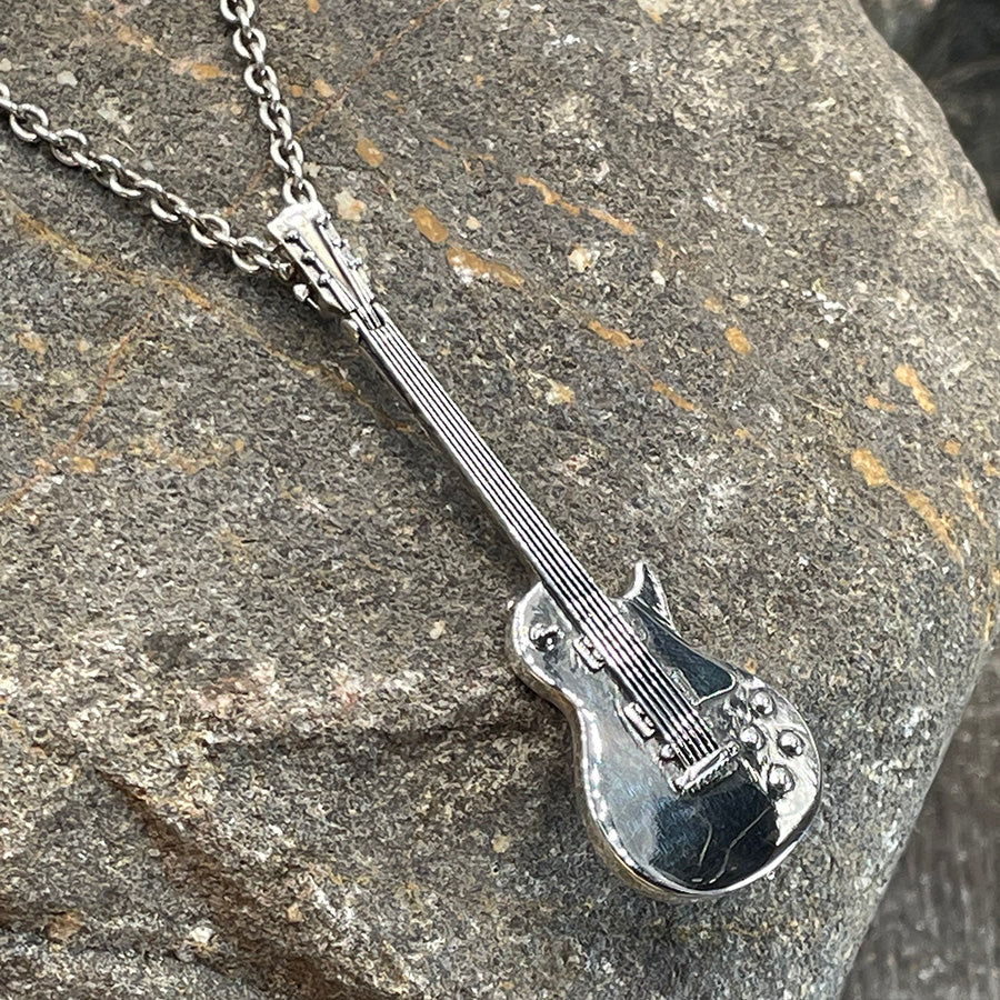 Collier homme SWEET CHILD – chaîne forçat, pendentif guitare Gibson Les Paul et argent 925