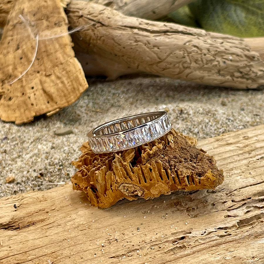 Bague femme SPOIL MY FINGER – anneau zircons taille baguette serti rail, argent 925