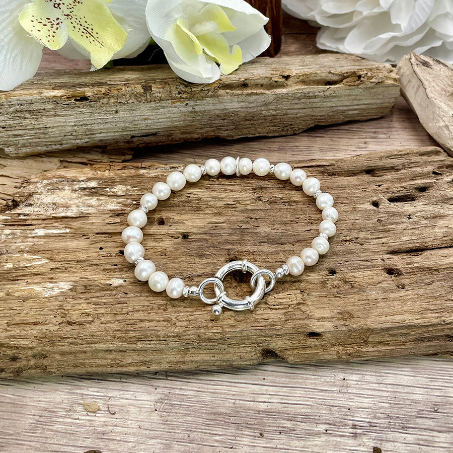 PRIMA DONNA BRACELET EN PERLES DE CULTURE AVEC FERMOIR BOUÉE MASSIF EN ARGENT 925