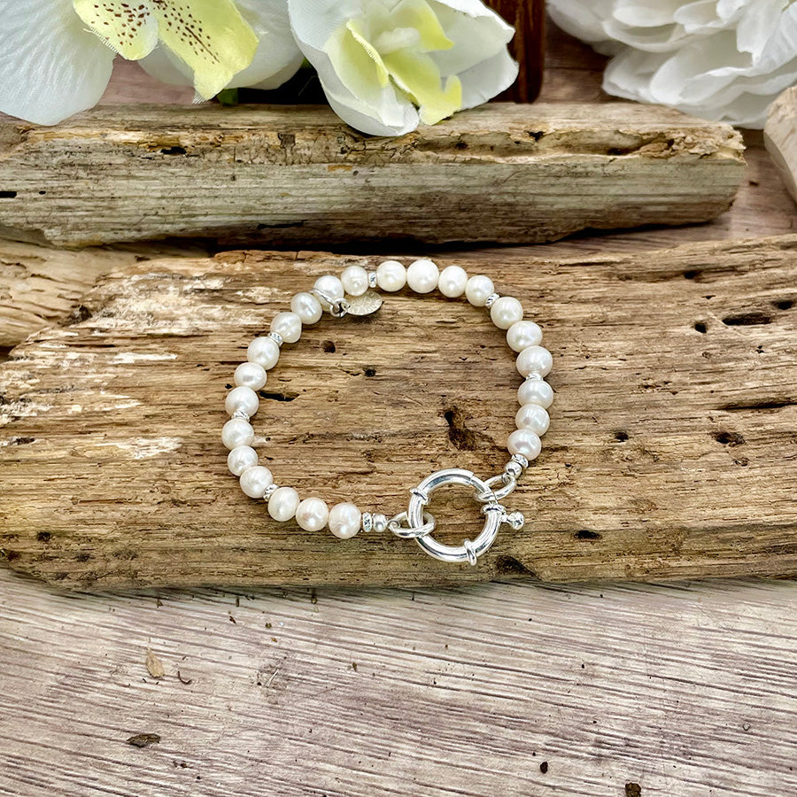 PRIMA DONNA BRACELET EN PERLES DE CULTURE AVEC FERMOIR BOUÉE MASSIF EN ARGENT 925