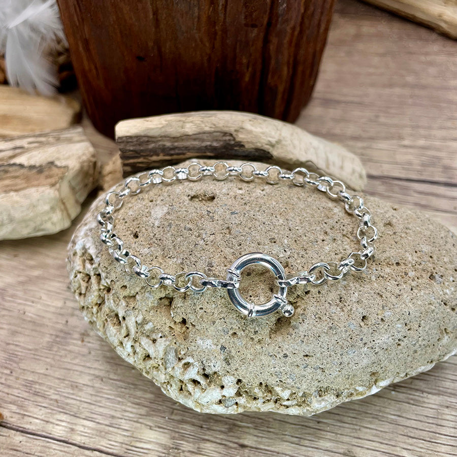 Bracelet femme BOUCLE-LA DARLING – maillons jaseron épais en argent 925, maxi fermoir bouée central