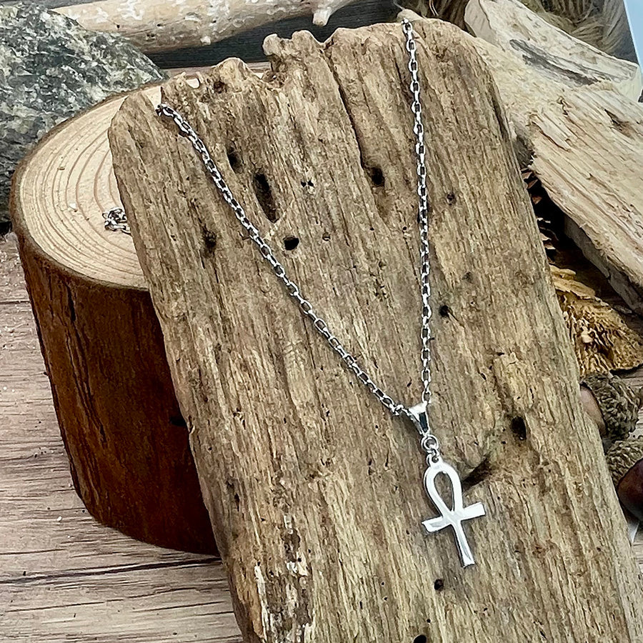 Collier homme IMMORTAL GAME – chaîne forçat, pendentif croix Ankh et argent 925