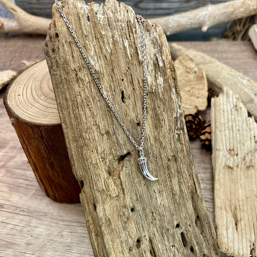 Collier homme HORN TO BE WILD – chaîne forçat, pendentif corne italienne et argent 925