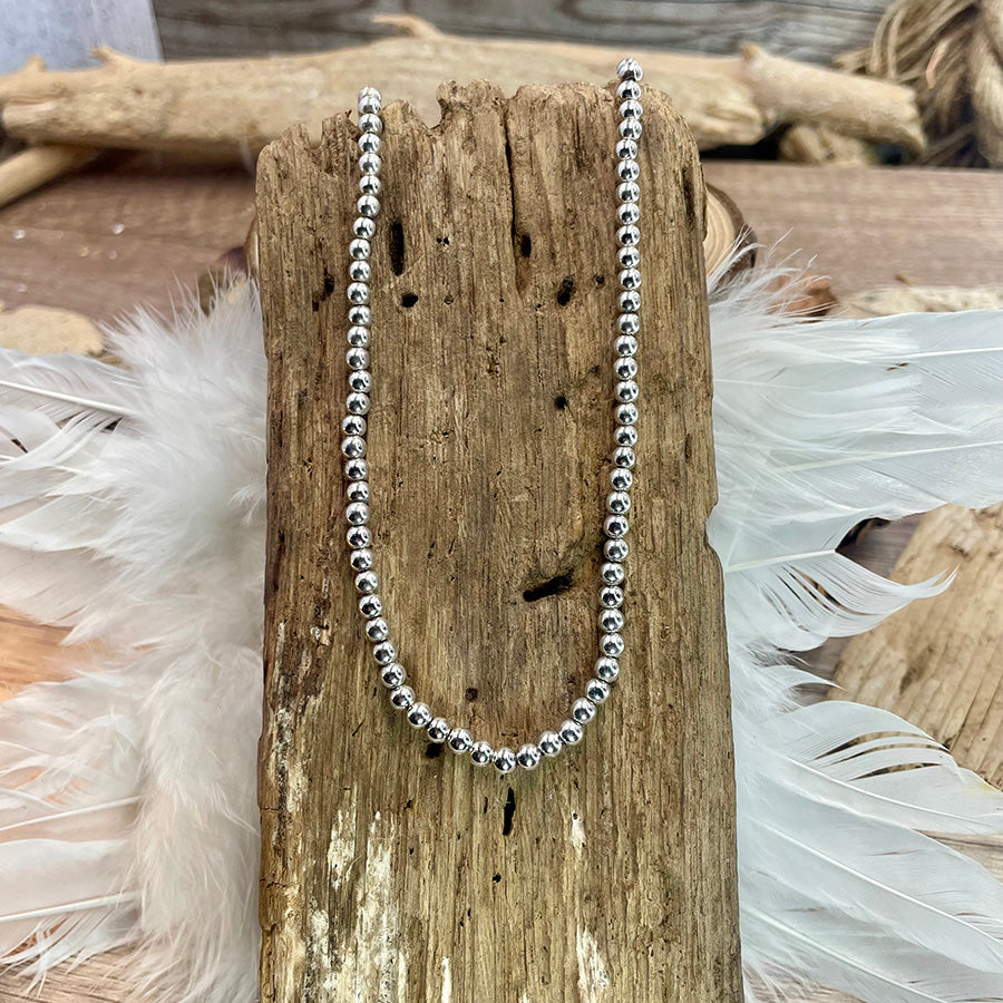 Collier femme MASSILIA en argent 925 – perles boules rondes 4 mm style marseillais