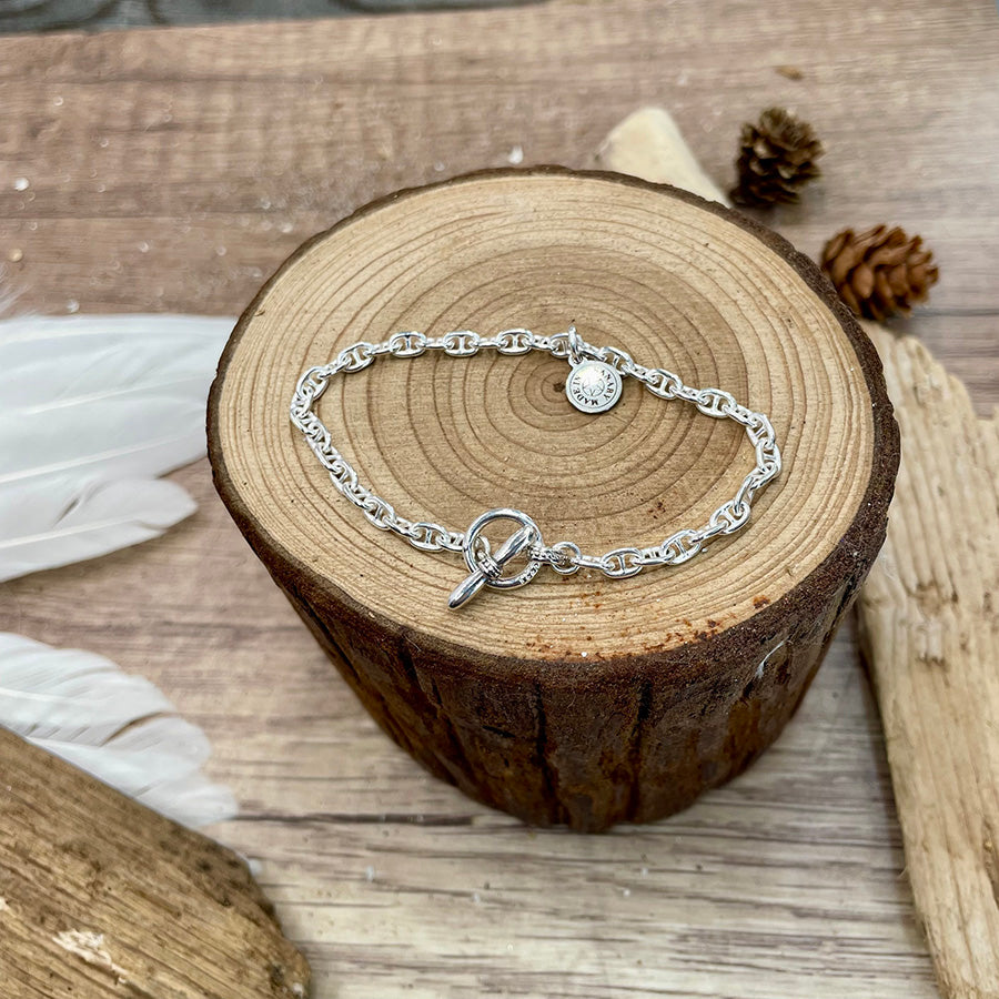 Bracelet femme ZIP IT & LOCK – maille marine torsadée, fermoir toggle stylisé, argent 925