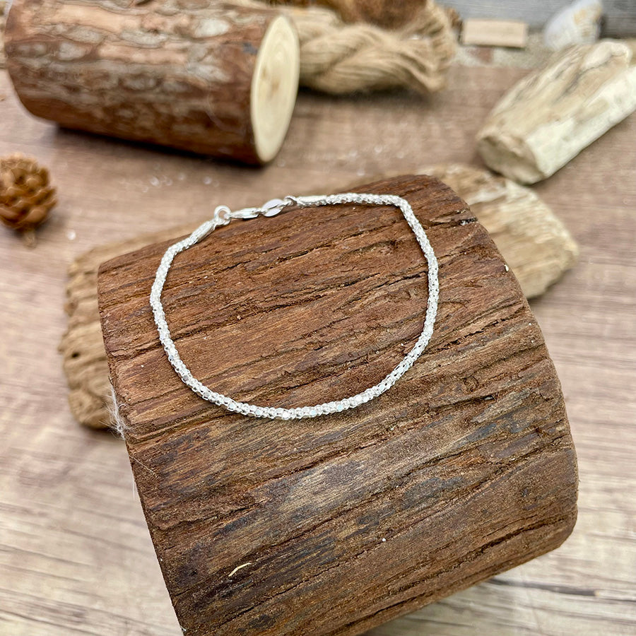 Bracelet femme BOOGIE LIGHT – maille popcorn facettée en argent 925, finition scintillante