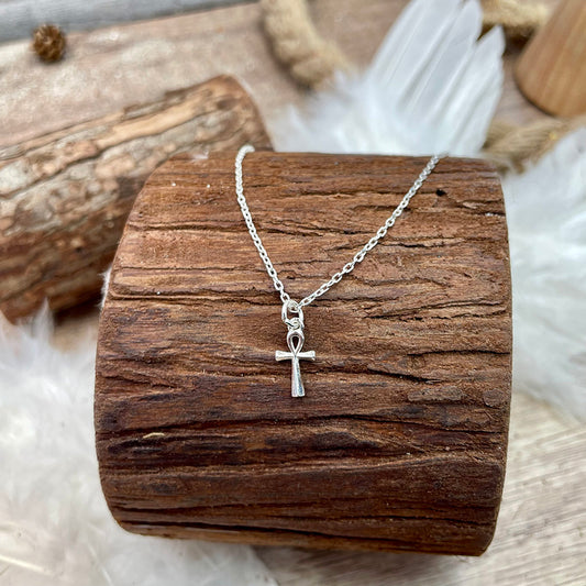 Collier unisexe MY SACRED OBSESSION – pendentif croix égyptienne & chaîne forçat facettée en argent 925