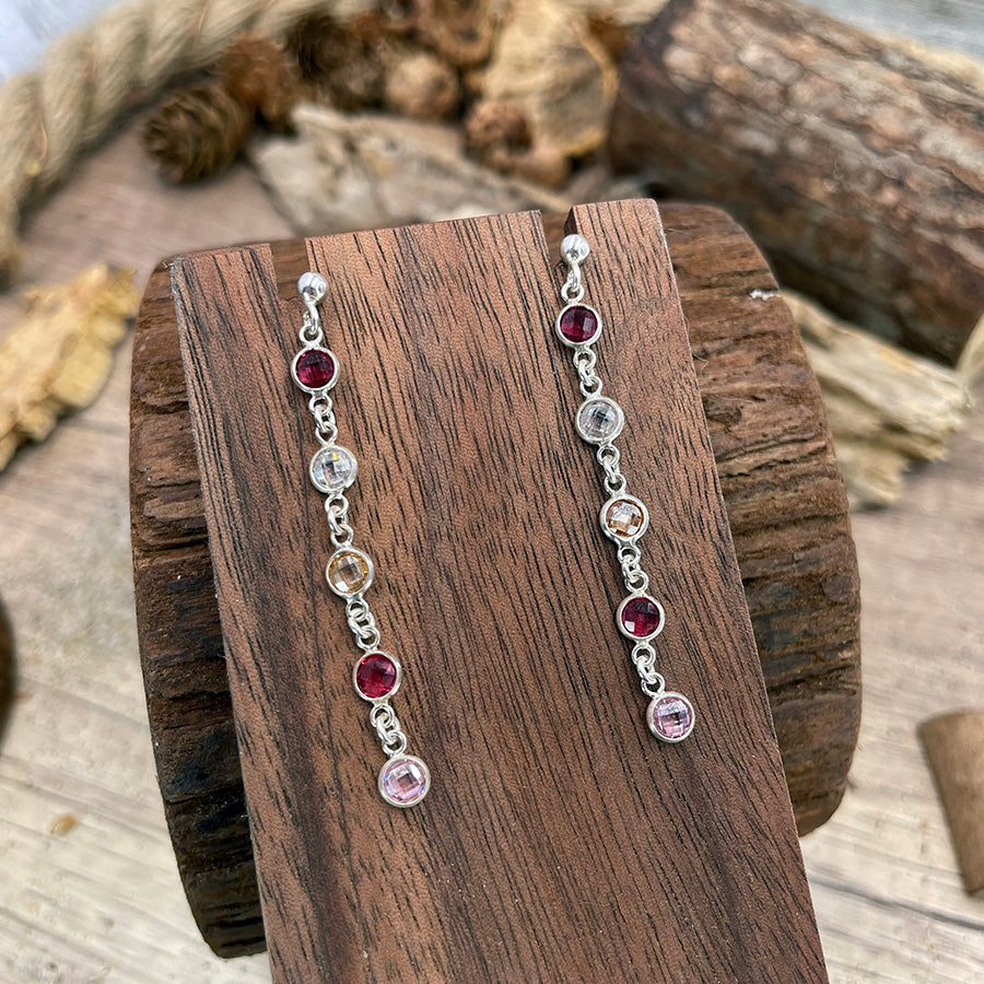 Boucles d’oreilles femme TOO SWEET TO BE KIND – pendantes zircons rose candy et argent 925