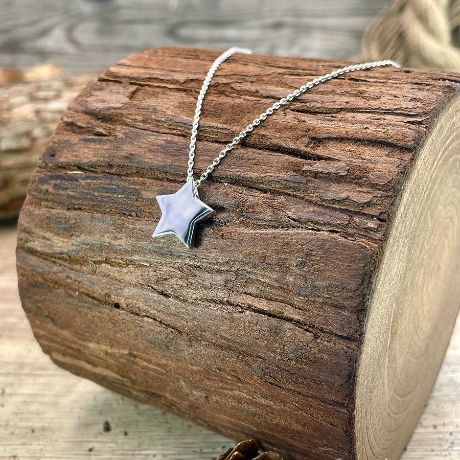 Collier femme EDGE OF LIGHT en argent 925 – chaîne forçat fine et étoile miroir
