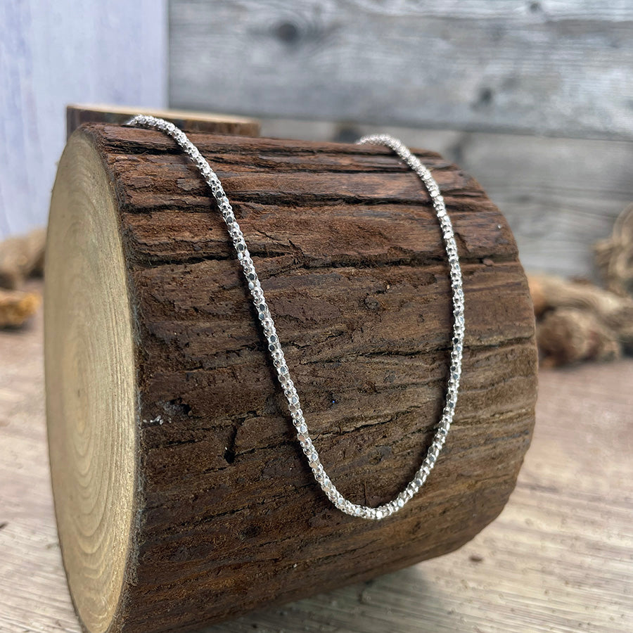 Collier femme SHINE IT LIKE STUDIO 54 – chaîne popcorn facettée épaisse en argent 925