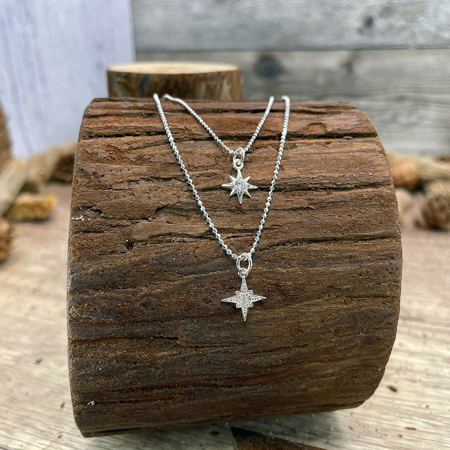 Collier femme BORN TO SHINE DARLING – double rang étoiles polaires en argent 925, zircons façon diamant, chaînes signature boules scintillantes facettées