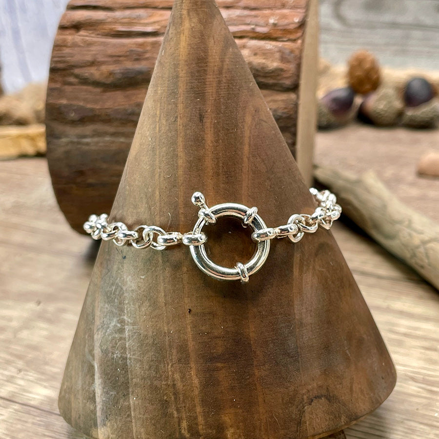 Bracelet femme BOUCLE-LA DARLING – maillons jaseron épais en argent 925, maxi fermoir bouée central