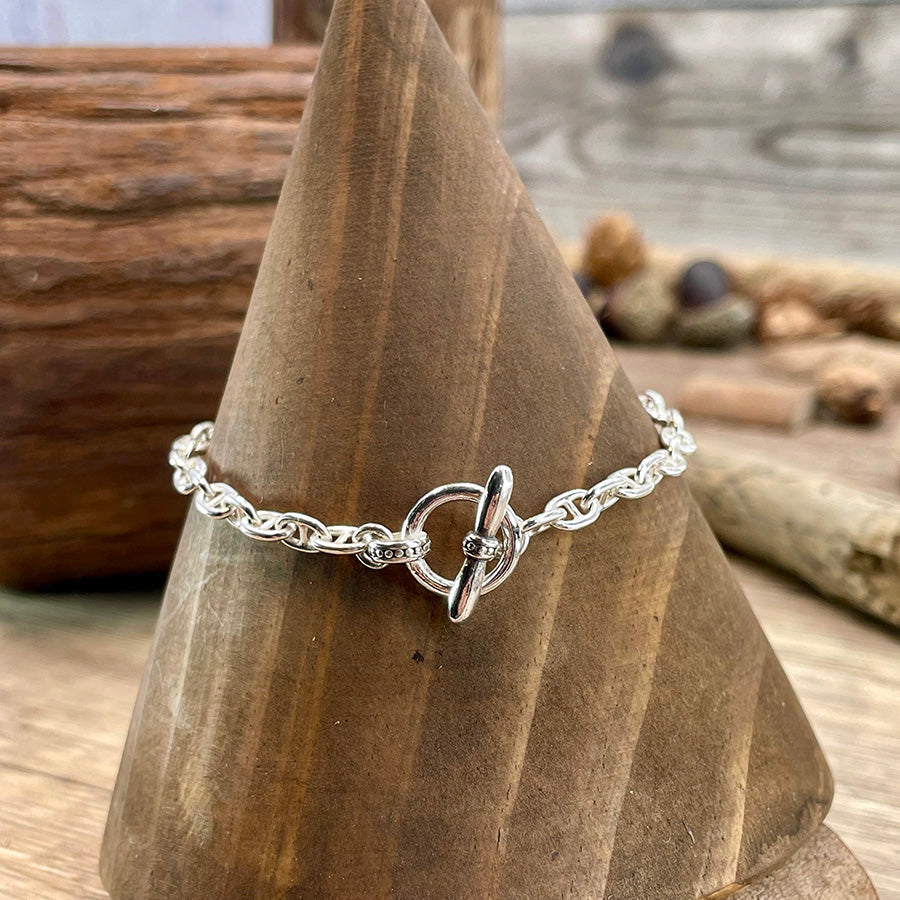 Bracelet femme ZIP IT & LOCK – maille marine torsadée, fermoir toggle stylisé, argent 925