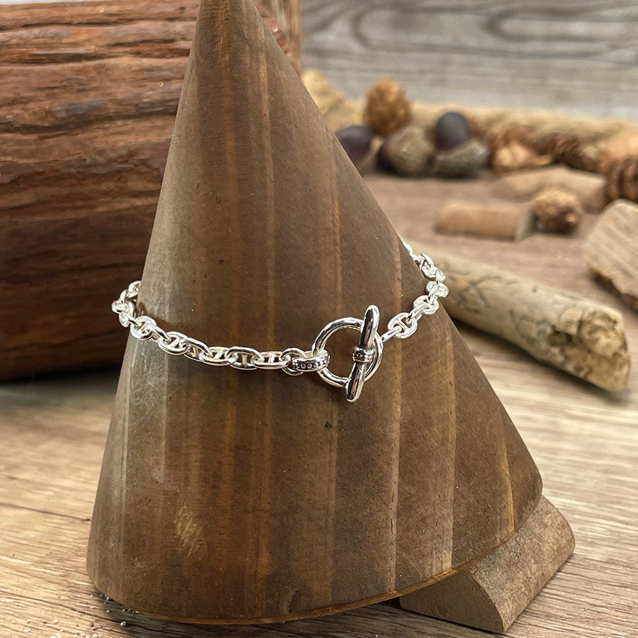 Bracelet femme ZIP IT & LOCK – maille marine torsadée, fermoir toggle stylisé, argent 925