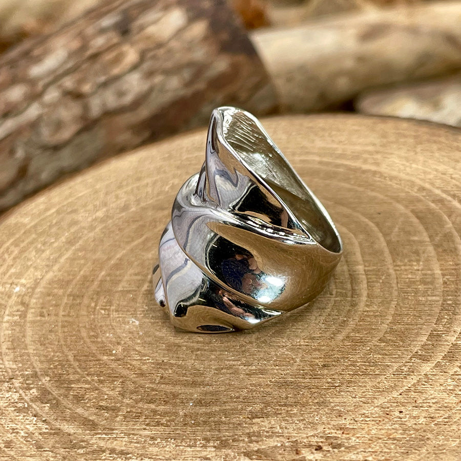Bague femme MELT ME SLOW, HONEY – très large en argent 925, effet froissé et volume sculptural