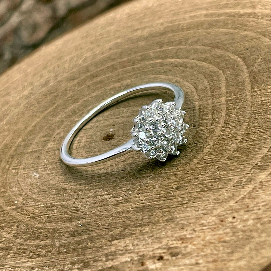 Bague femme BLOW MY ICE – argent 925 et zircons façon diamant pavés en forme de fleur