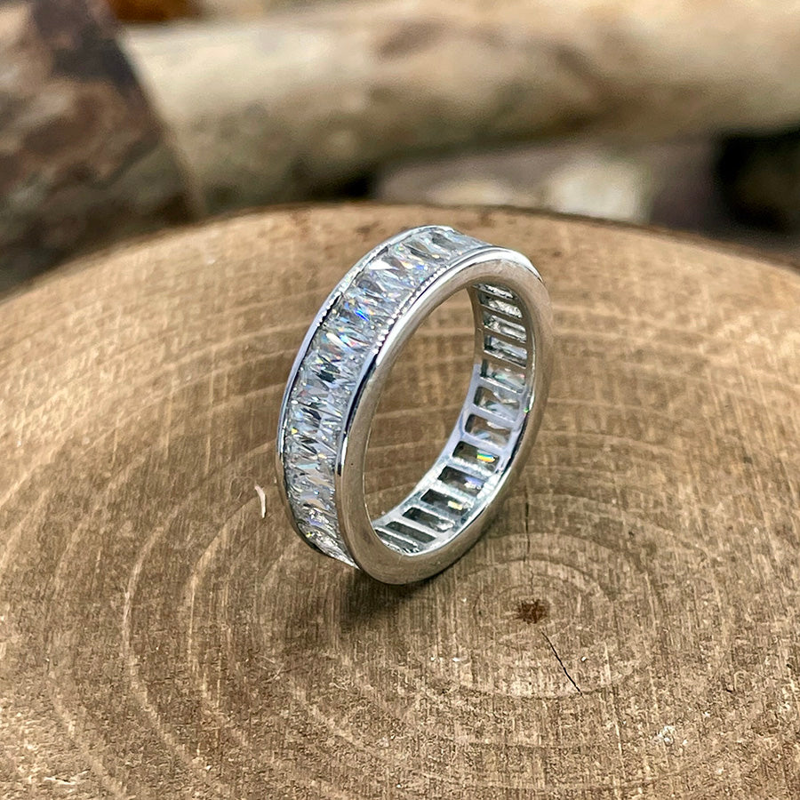 Bague femme SPOIL MY FINGER – anneau zircons taille baguette serti rail, argent 925