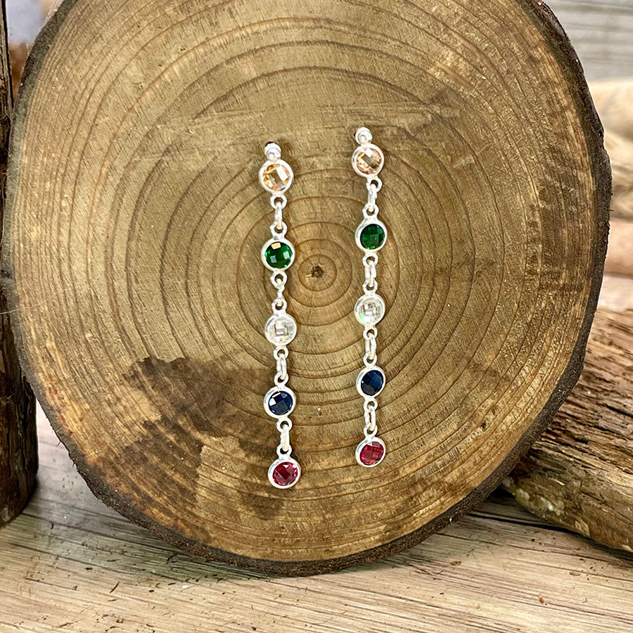 Boucles d’oreilles femme TOO COLORFUL TO CARE – zircons multicolores en cascade et argent 925