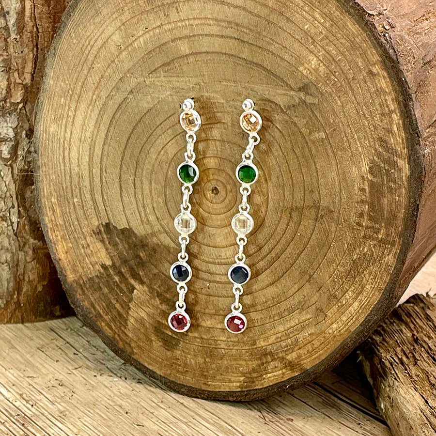 Boucles d’oreilles femme TOO COLORFUL TO CARE – zircons multicolores en cascade et argent 925