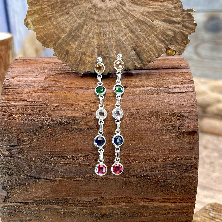 Boucles d’oreilles femme TOO COLORFUL TO CARE – zircons multicolores en cascade et argent 925