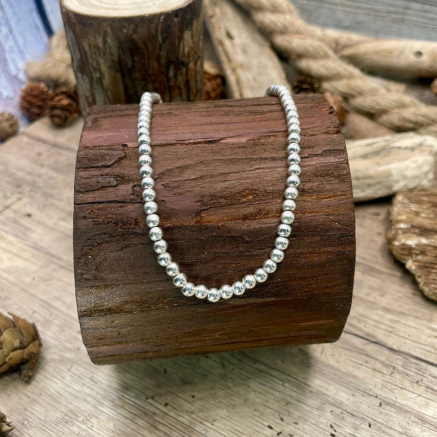 Collier femme MASSILIA en argent 925 – perles boules rondes 4 mm style marseillais