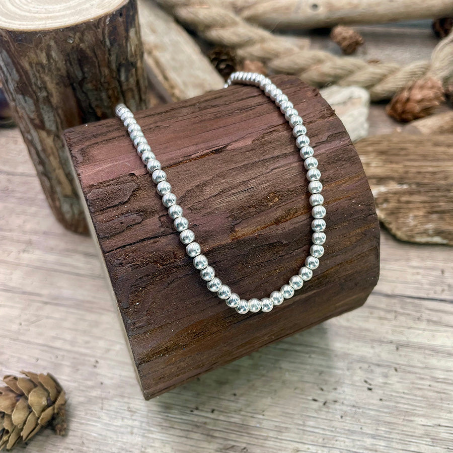 Collier femme MASSILIA en argent 925 – perles boules rondes 4 mm style marseillais