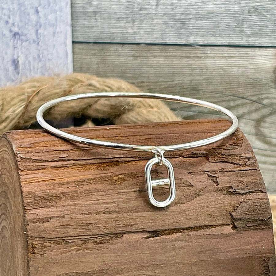 FAT SAILOR BRACELET JONC AVEC PENDENTIF MAILLE MARINE EN ARGENT 925