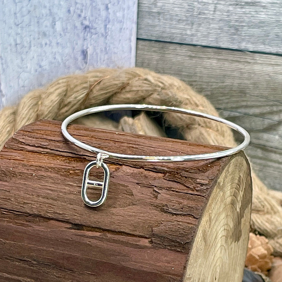 FAT SAILOR BRACELET JONC AVEC PENDENTIF MAILLE MARINE EN ARGENT 925