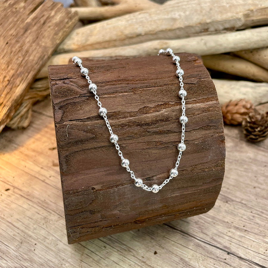 Collier marseillais femme SOLEIL NOIR en argent 925 – chaîne forçat et boules précieuses