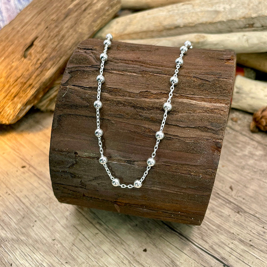 Collier marseillais femme SOLEIL NOIR en argent 925 – chaîne forçat et boules précieuses