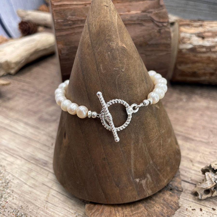 Bracelet femme TIE ME UP, PRETTY TROUBLE – perles de culture & fermoir bijou torsadé, argent 925