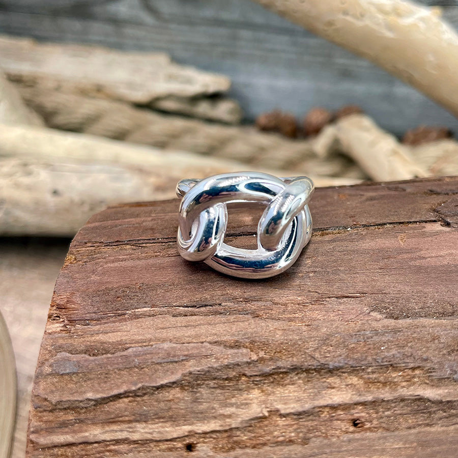 Bague femme NEED YOU NOW – maillon sculptural en argent 925 massif, design chaîne couture