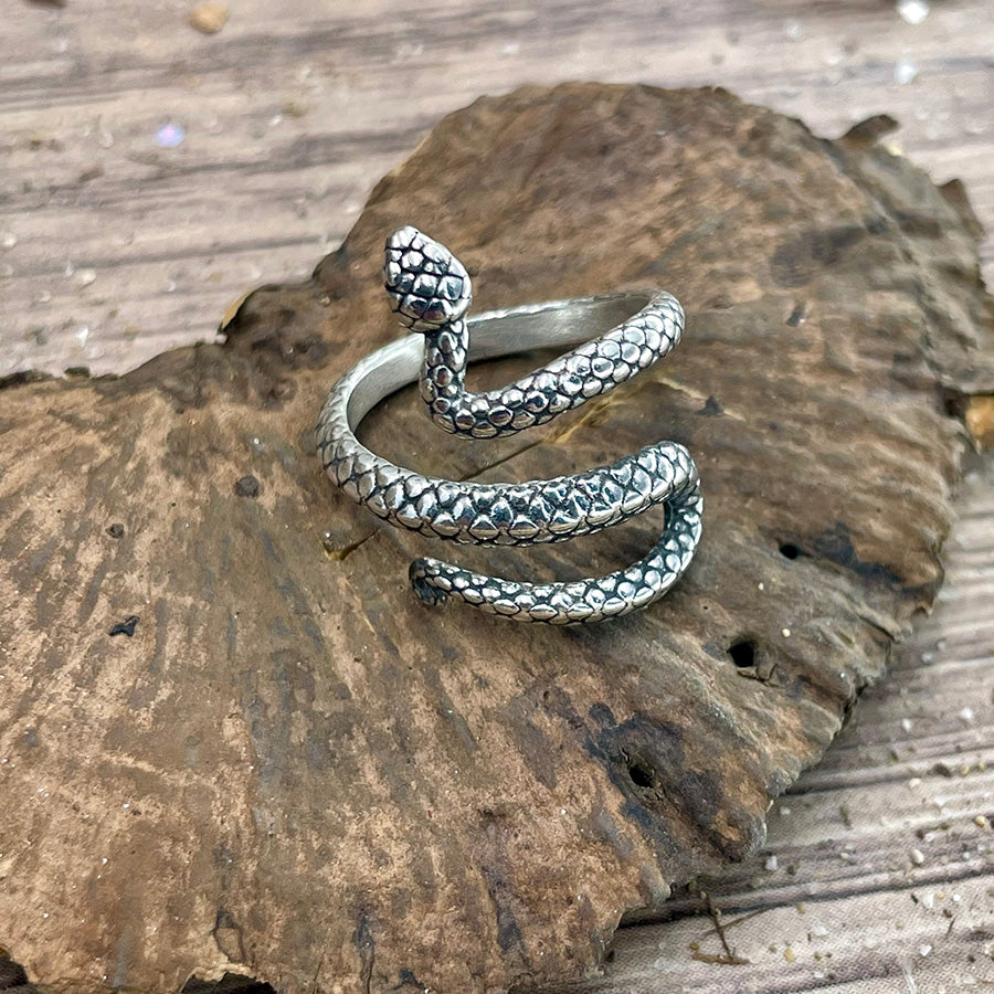 Bague femme BITE THE APPLE, SINNER!!! – serpent en argent 925, réglable et montée phalange