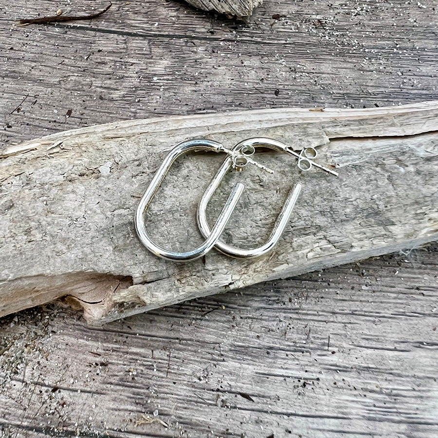 Boucles d’oreilles femme DON’T SHAPE ME, BABE – créoles ovales en argent 925
