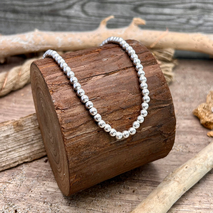 Collier marseillais femme BORN IN MARSEILLE, BÉBÉ – perles boules 5 mm en argent 925 montées sur chaîne