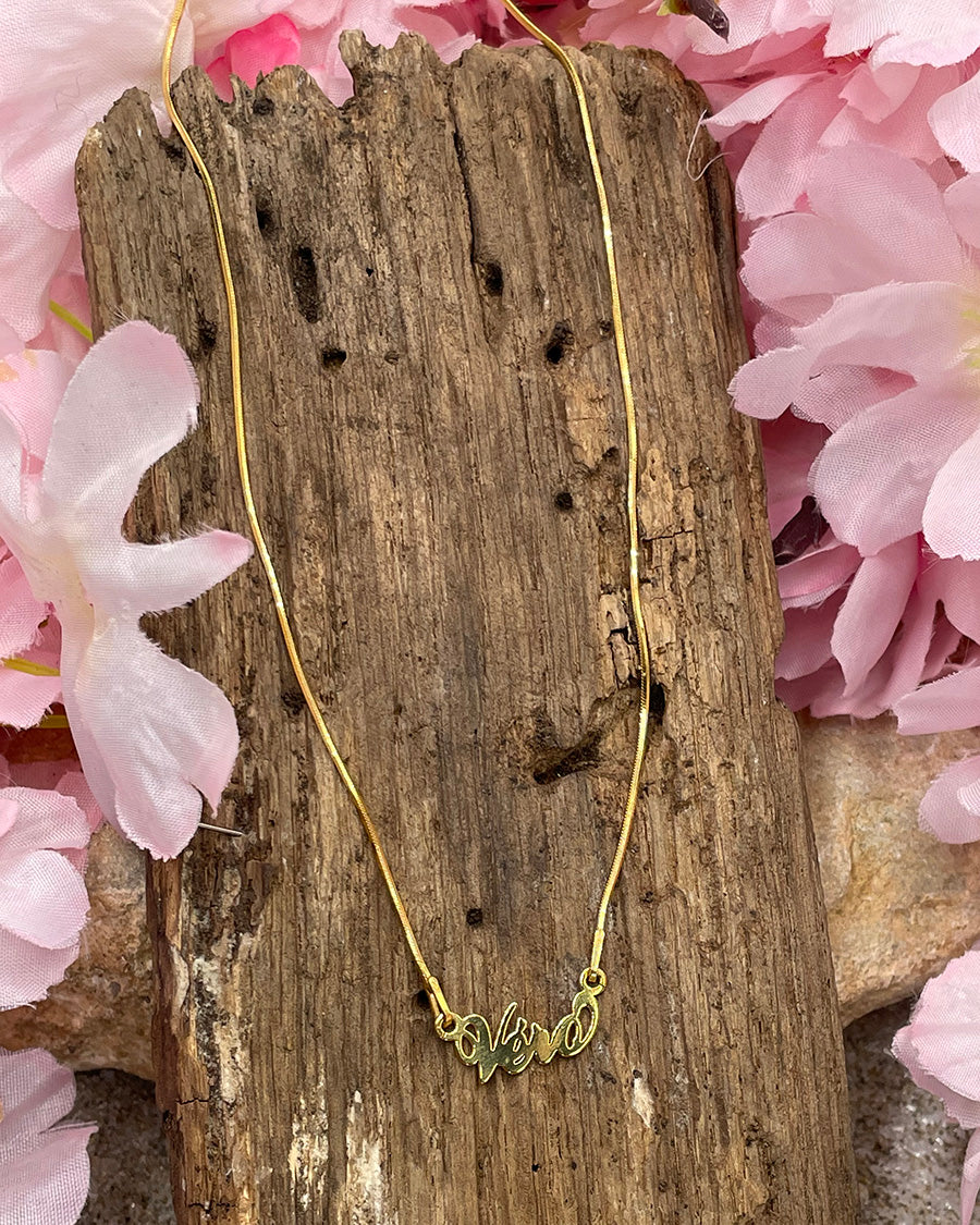Collier femme MY NAME IS GOLD – chaîne serpent miroir en argent 925 plaqué or 24kt et mot personnalisé
