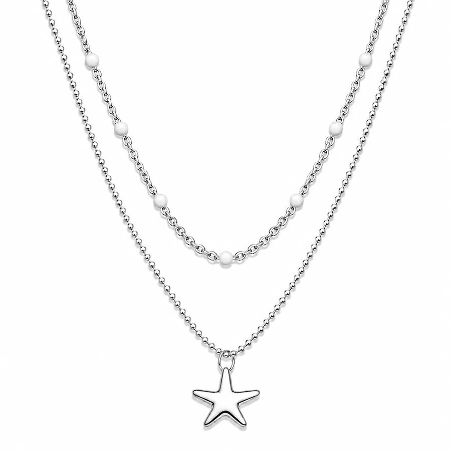Collier double - rang perles émaillées boules facettées femme pendentif étoile de mer argent 925 THE BEACH IS BACK – bijoux fait main en argent 925 | Pitch & Néo
