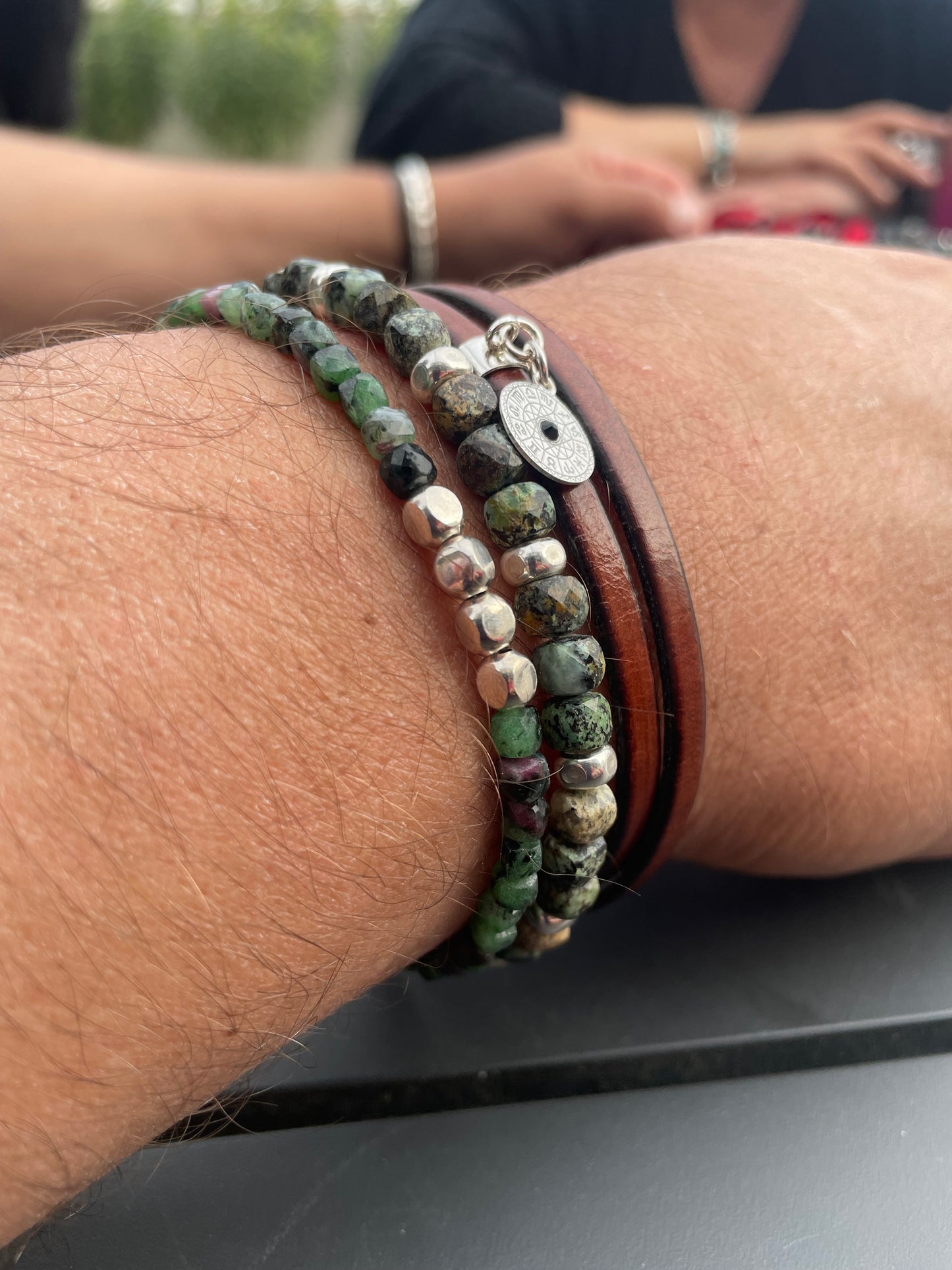 Bracelet homme ROCK THE CUBE – perles carrées facettées turquoise africaine 5 mm, argent 925 et fermoir mousqueton infini