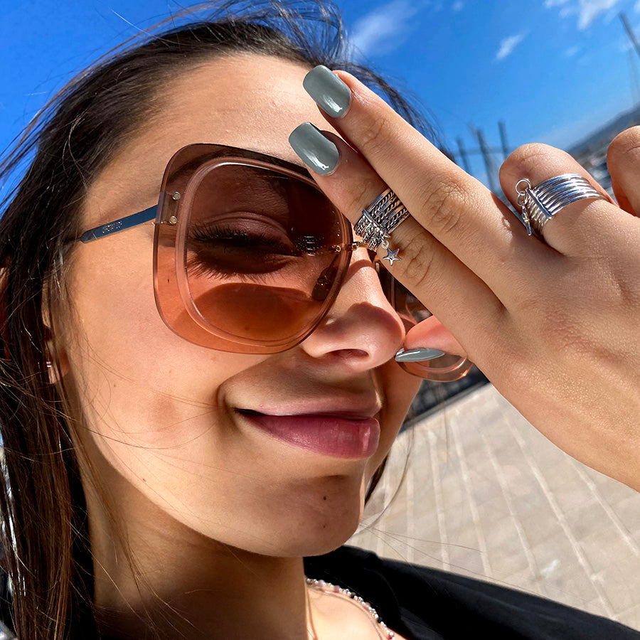 Bague femme SPLASH ME HARDER – semainier 7 anneaux argent 925 & pendentif poisson