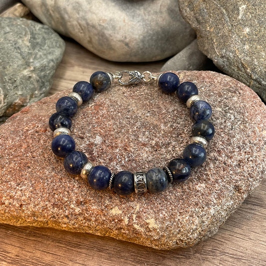 BLOOM BRACELET HOMME EN PERLES DE SODALITE ET INTERCALAIRE EN ARGENT 925