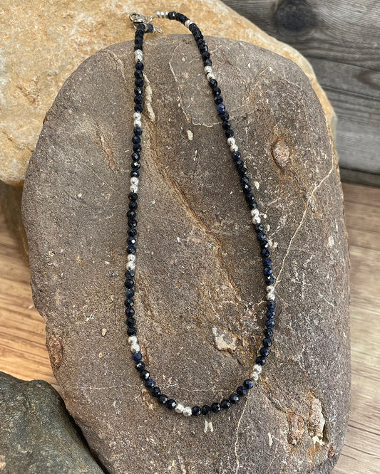 STARRY NIGHT COLLIER PERLES BLUE SAND EN ARGENT 925