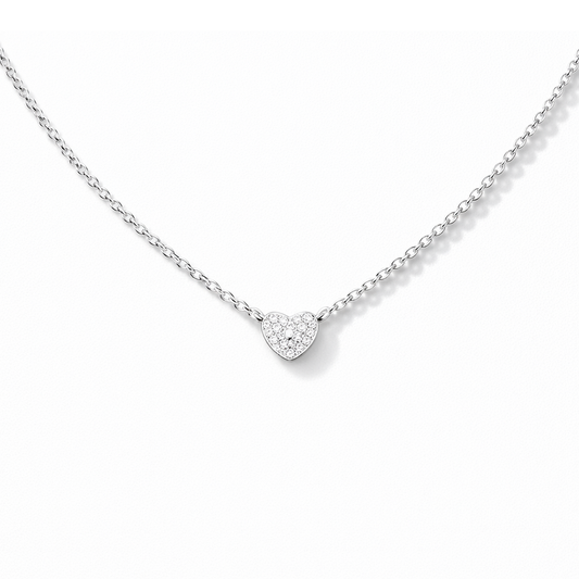 DIAMOND DROP NECKLACE DIAMOND BALL CHAIN ​​AND PEAR-CUT ZIRCONIA PENDANT IN 925 SILVER