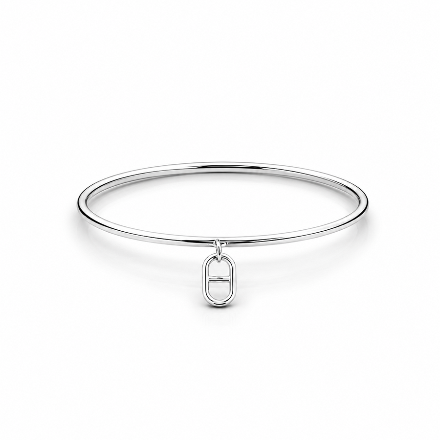 Women's bangle bracelet with sterling silver marine link pendant FAT SAILOR