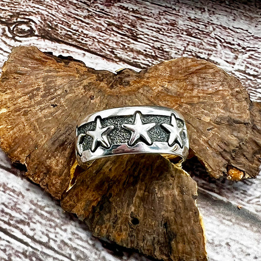 Bague homme anneau STARFCKER – argent 925, étoiles en relief et finition premium