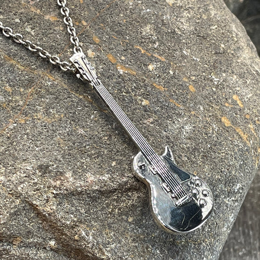 Collier homme SWEET CHILD – chaîne forçat, pendentif guitare Gibson Les Paul et argent 925