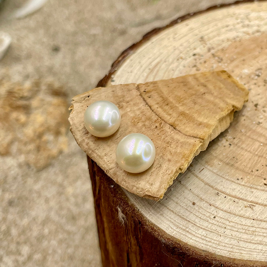 RIVER PEARLS CLOUS D'OREILLES PERLES DE CULTURE D'EAU DOUCE EN ARGENT 925