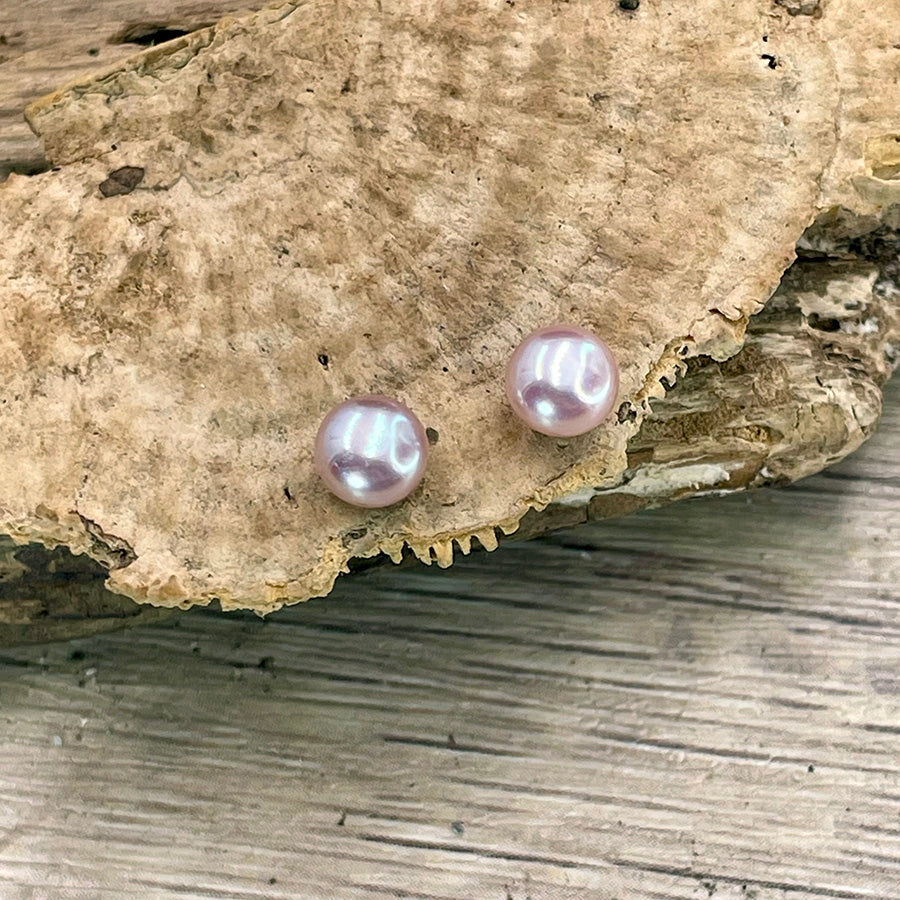 WATER GEM PINK CLOUS D'OREILLES PERLES DE CULTURE D'EAU DOUCE EN ARGENT 925