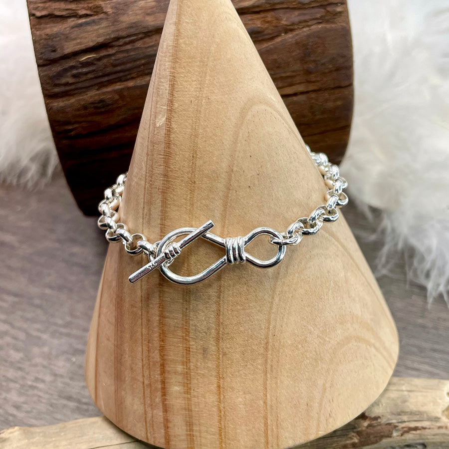 INFINITY BRACELET GOURMETTE MAILLE JASERON ÉPAISSE AVEC FERMOIR TOGGLE À BASCULE MASSIF REPRÉSENTANT LE SYMBOLE INFINI EN ARGENT 925