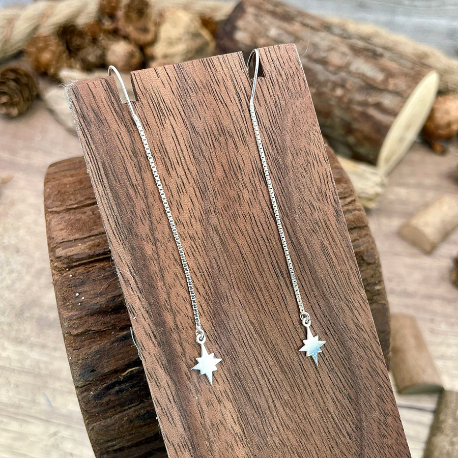 HEAVEN'S LANTERN NORTH STAR PENDANT EARRINGS ON 925 SILVER CHAIN