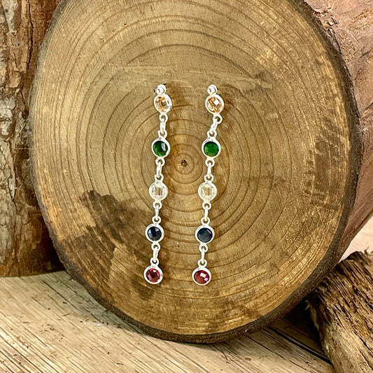 Boucles d’oreilles femme TOO COLORFUL TO CARE – zircons multicolores en cascade et argent 925